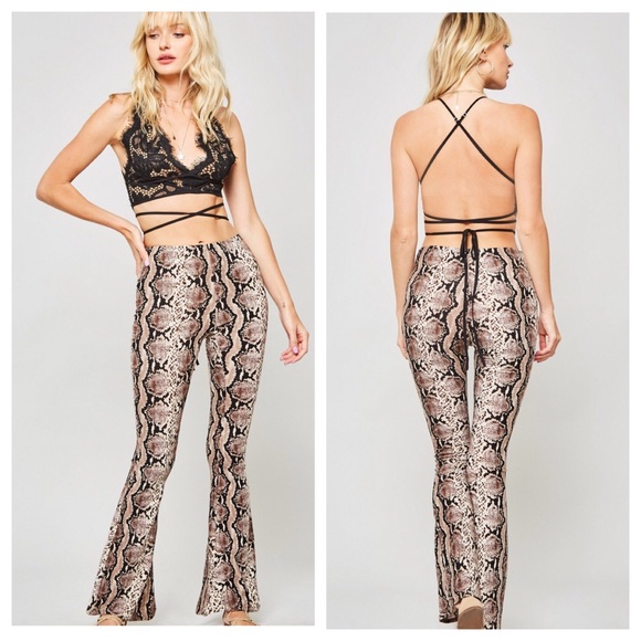 HailJax Pants - Snake Effect Flare Leg Pants